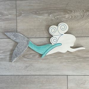 Swimming Blue Tailed Mermaid Plaque with Glitter Tail